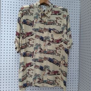 Unique 100% Rayon Men's Shirt| Short Sleeve Rolaxed Fit Cream Brown Blue Maroon